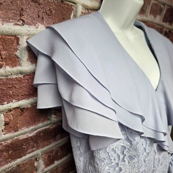 Patra Floral Lace Blazer Jacket | Women’s 13/14 | Light Blue Short Sleeve - Picture 3 of 8